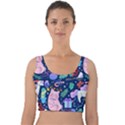 Colorful-funny-christmas-pattern Pig Animal Velvet Crop Top View1