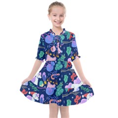 Colorful-funny-christmas-pattern Pig Animal Kids  All Frills Chiffon Dress by Amaryn4rt