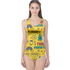 Colorful-funny-christmas-pattern Cool Ho Ho Ho Lol One Piece Swimsuit by Amaryn4rt