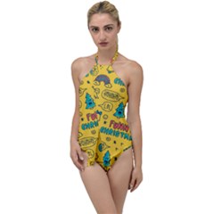 Colorful-funny-christmas-pattern Cool Ho Ho Ho Lol Go With The Flow One Piece Swimsuit by Amaryn4rt