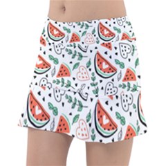 Seamless-vector-pattern-with-watermelons-mint Classic Tennis Skirt by Amaryn4rt