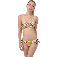 Watermelon-pattern-se-fruit-summer Twist Bandeau Bikini Set by Amaryn4rt