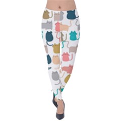 Cute-seamless-pattern-happy-kitty-kitten-cat Velvet Leggings