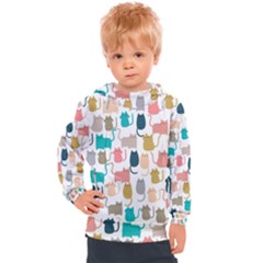 Cute-seamless-pattern-happy-kitty-kitten-cat Kids  Hooded Pullover