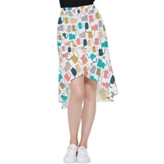 Cute-seamless-pattern-happy-kitty-kitten-cat Frill Hi Low Chiffon Skirt