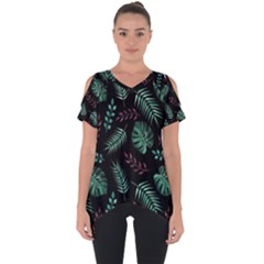 Mixed-background-patterns Cut Out Side Drop T-shirt by Amaryn4rt
