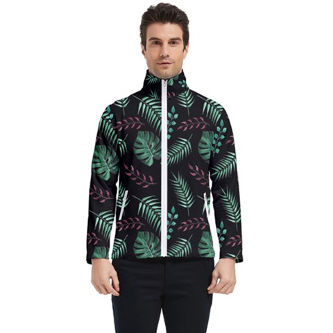 Abstract-seamless-pattern-with-tropical-leaves Men s Bomber Jacket by Amaryn4rt