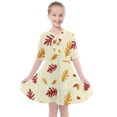 Leaves Autumn Fall Background Kids  All Frills Chiffon Dress by Pakjumat