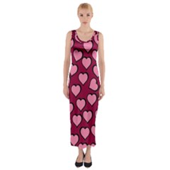 Pattern Pink Abstract Heart Fitted Maxi Dress