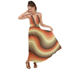 Twirl Swirl Waves Pattern Backless Maxi Beach Dress by Pakjumat
