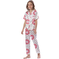 Print Pattern Fashion Background Kids  Satin Short Sleeve Pajamas Set by Pakjumat