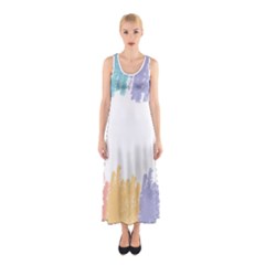 Border Frame Colorful Brush Strokes Sleeveless Maxi Dress by Pakjumat