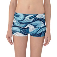 Pattern Ocean Waves Arctic Ocean Blue Nature Sea Reversible Boyleg Bikini Bottoms by Pakjumat