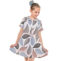 Leaves Pastel Background Nature Kids  Short Sleeve Shirt Dress by Pakjumat