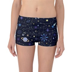 Starry Night  Space Constellations  Stars  Galaxy  Universe Graphic  Illustration Reversible Boyleg Bikini Bottoms by Pakjumat