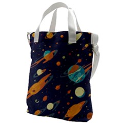 Space Galaxy Planet Universe Stars Night Fantasy Canvas Messenger Bag by Pakjumat