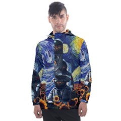 Starry Surreal Psychedelic Astronaut Space Men s Front Pocket Pullover Windbreaker by Pakjumat