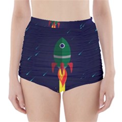 Rocket Halftone Astrology Astronaut High-waisted Bikini Bottoms by Pakjumat