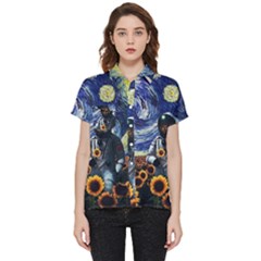Starry Surreal Psychedelic Astronaut Space Short Sleeve Pocket Shirt by Pakjumat