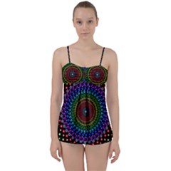 3d Psychedelic Shape Circle Dots Color Babydoll Tankini Set