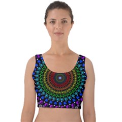 3d Psychedelic Shape Circle Dots Color Velvet Crop Top by Modalart