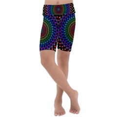 3d Psychedelic Shape Circle Dots Color Kids  Lightweight Velour Cropped Yoga Leggings by Modalart