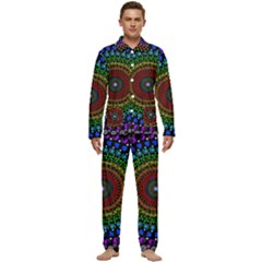 3d Psychedelic Shape Circle Dots Color Men s Long Sleeve Velvet Pocket Pajamas Set by Modalart