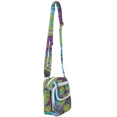 Green Peace Sign Psychedelic Trippy Shoulder Strap Belt Bag by Modalart