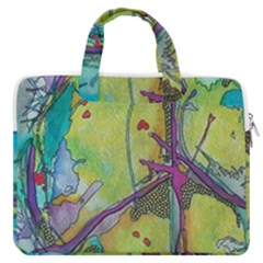 Green Peace Sign Psychedelic Trippy Macbook Pro 13  Double Pocket Laptop Bag by Modalart