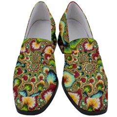 Colorful Psychedelic Fractal Trippy Women s Chunky Heel Loafers by Modalart