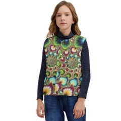 Colorful Psychedelic Fractal Trippy Kid s Button Up Puffer Vest	 by Modalart