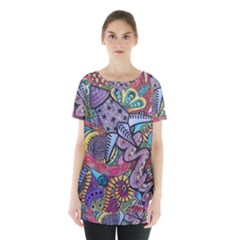 Psychedelic Flower Red Colors Yellow Abstract Psicodelia Skirt Hem Sports Top by Modalart