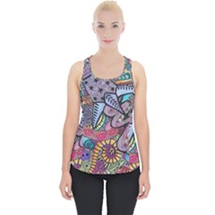 Psychedelic Flower Red Colors Yellow Abstract Psicodelia Piece Up Tank Top