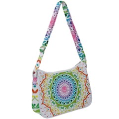 Mandala Pattern Rainbow Pride Zip Up Shoulder Bag