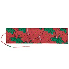 Texture Sweet Strawberry Dessert Food Summer Pattern Roll Up Canvas Pencil Holder (l) by Sarkoni