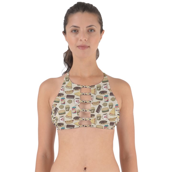 Junk Food Hipster Pattern Perfectly Cut Out Bikini Top