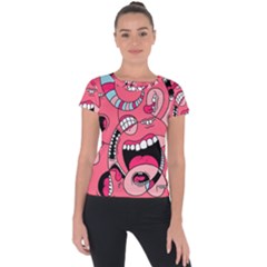Big Mouth Worm Short Sleeve Sports Top  by Dutashop