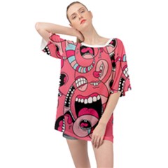 Big Mouth Worm Oversized Chiffon Top