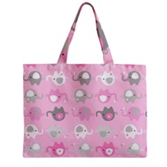 Animals Elephant Pink Cute Zipper Mini Tote Bag by Dutashop