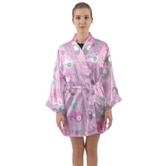 Animals Elephant Pink Cute Long Sleeve Satin Kimono by Dutashop