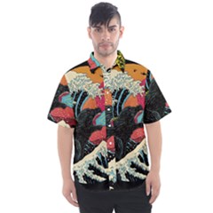 Retro Wave Kaiju Godzilla Japanese Pop Art Style Men s Short Sleeve Shirt