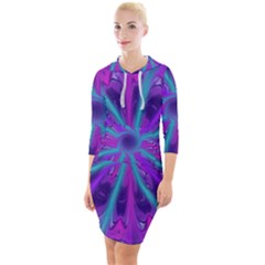 Wallpaper Tie Dye Pattern Quarter Sleeve Hood Bodycon Dress