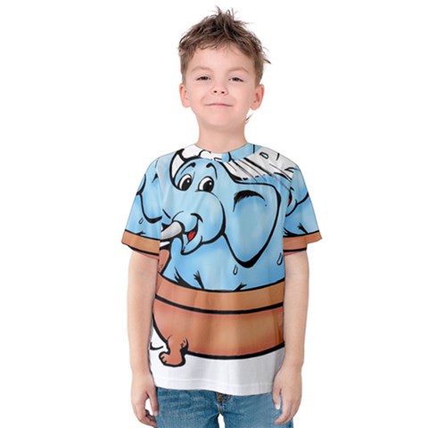 Elephant Bad Shower Kids  Cotton T-shirt by Amaryn4rt