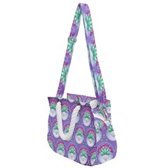 Background Floral Pattern Purple Rope Handles Shoulder Strap Bag by Amaryn4rt