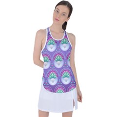 Background Floral Pattern Purple Racer Back Mesh Tank Top by Amaryn4rt