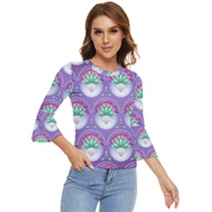 Background Floral Pattern Purple Bell Sleeve Top