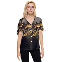 Fractal Mathematics Abstract Bow Sleeve Button Up Top by Amaryn4rt