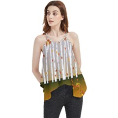 Birch Trees Fall Autumn Leaves Flowy Camisole Tank Top by Sarkoni