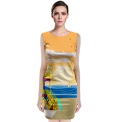 Vector Graphic Clipart Beach House Classic Sleeveless Midi Dress by Sarkoni