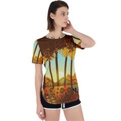 Mountains Fall Flowers Perpetual Short Sleeve T-shirt by Sarkoni